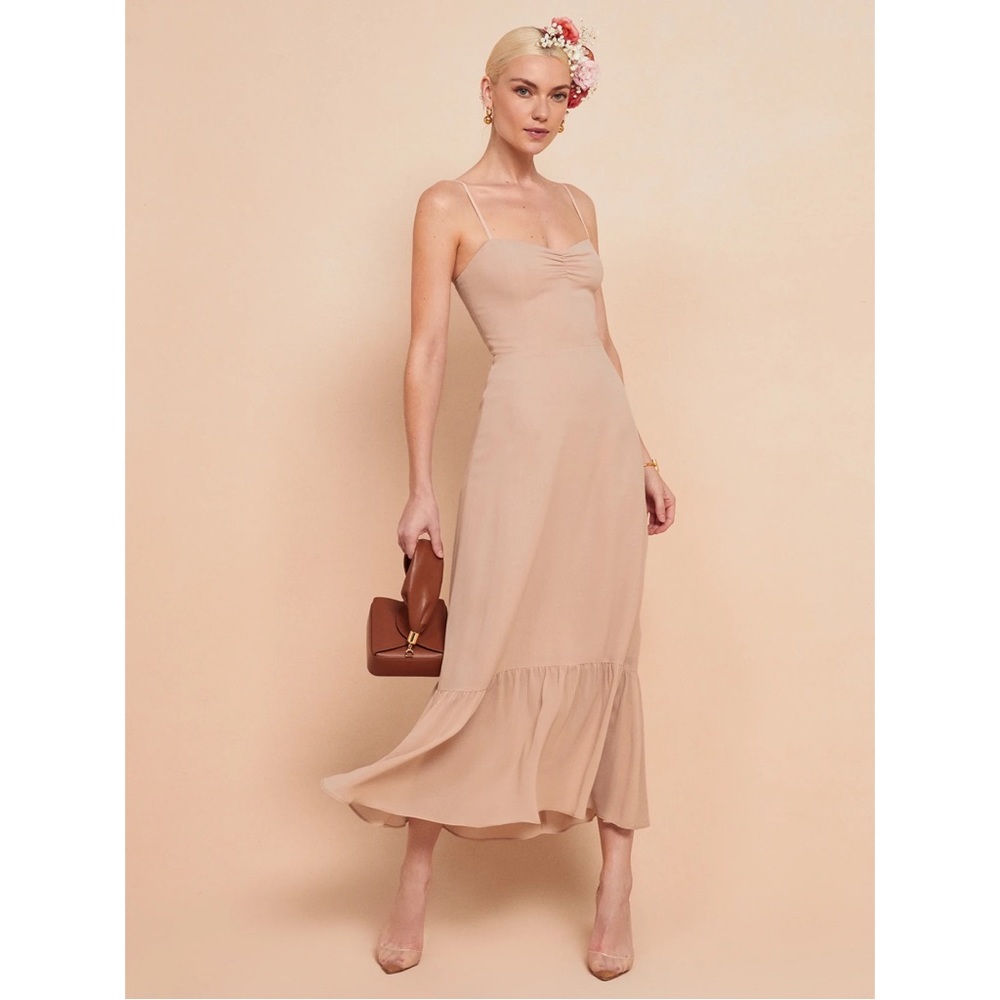 Reformation Blush Nude Maxi Slip Dress
